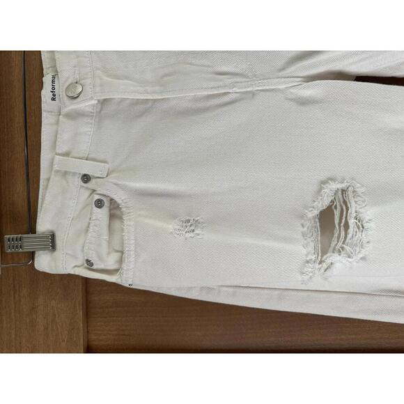 Reformation Julia High Cigarette Jean in Ivory Destroyed Wash Women’s size 27 - Picture 13 of 15